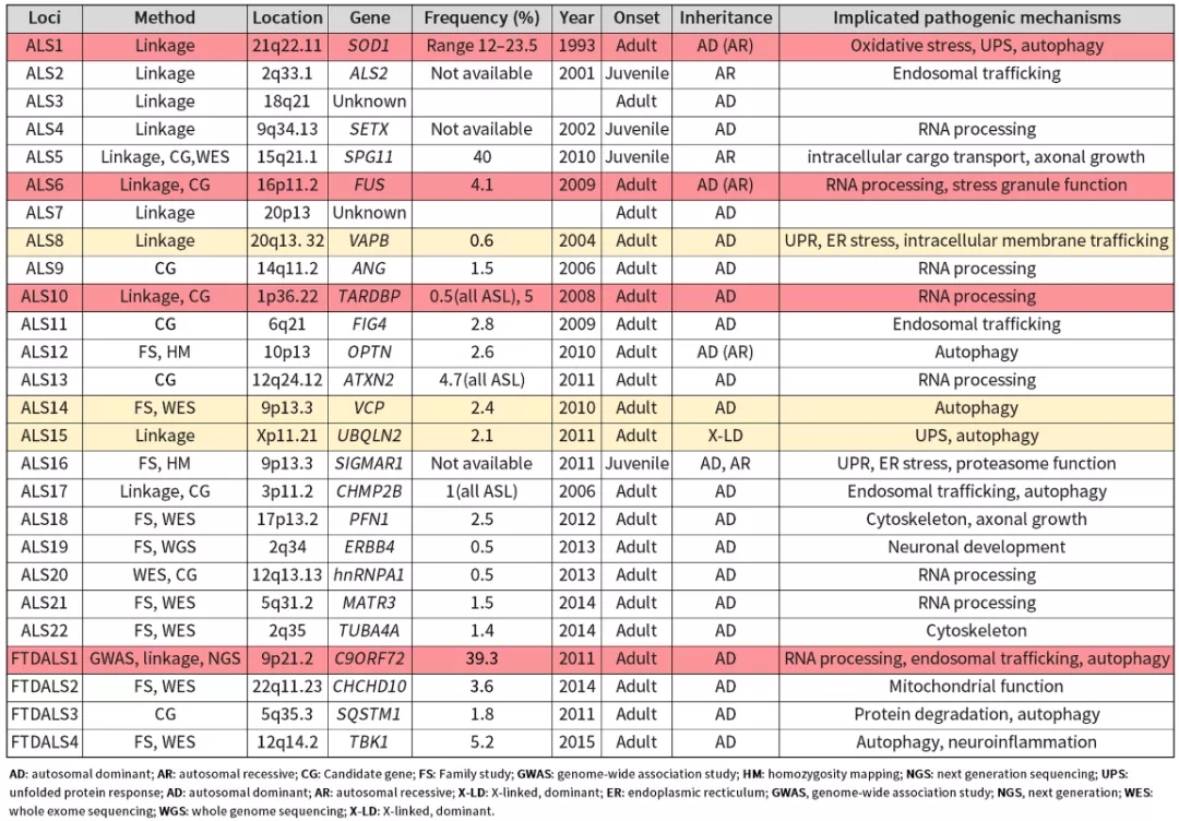 图3. ALS的相关基因信息列表[4]