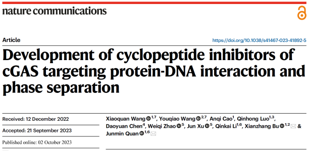 DNA相互作用及液液相分离的cGAS环肽抑制剂